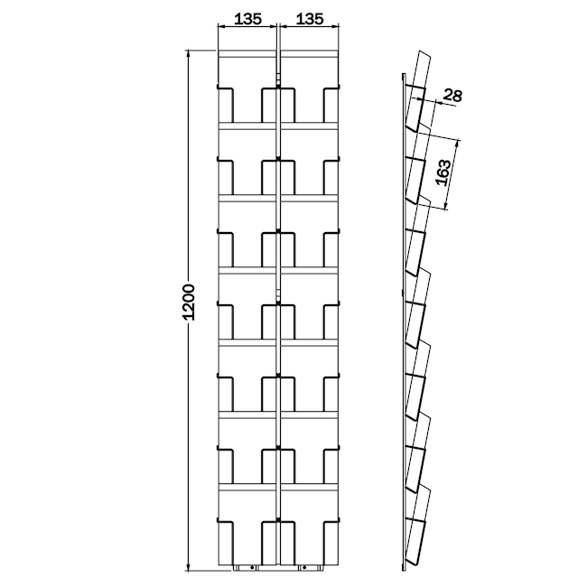 Distributeur cartes 14 compartiments 130 x 220 mm